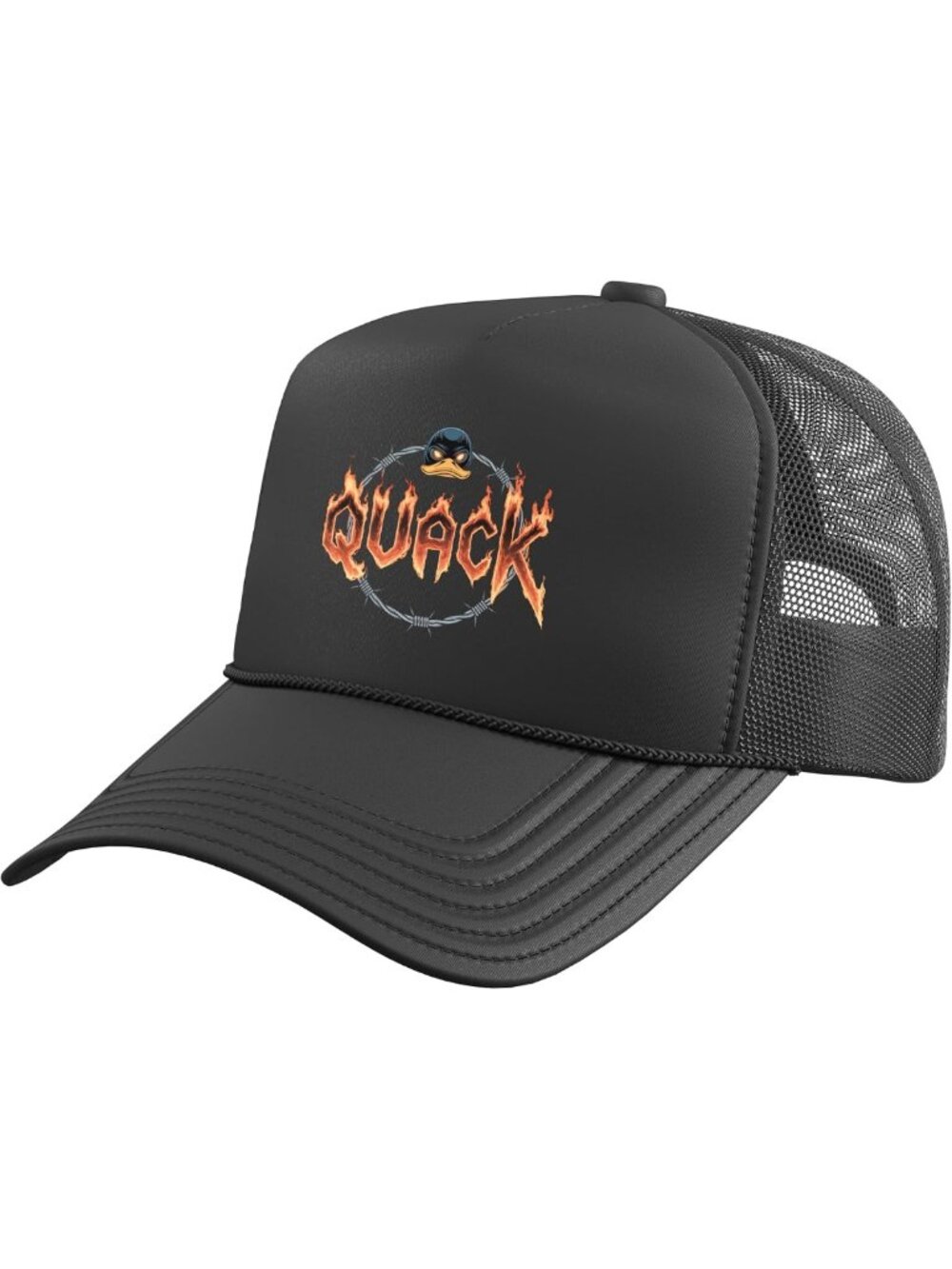 Rebel Trucker Hat - Quack Angry Duck Design, Adjustable Mesh Back, Unique Style